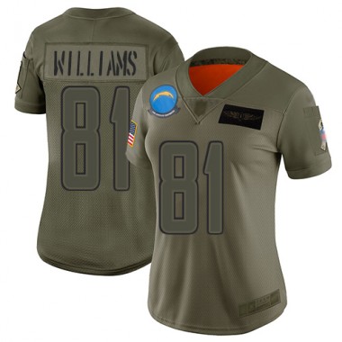 Los Angeles Chargers NFL Football Mike Williams Olive Jersey Women Limited #81 2019 Salute to Service